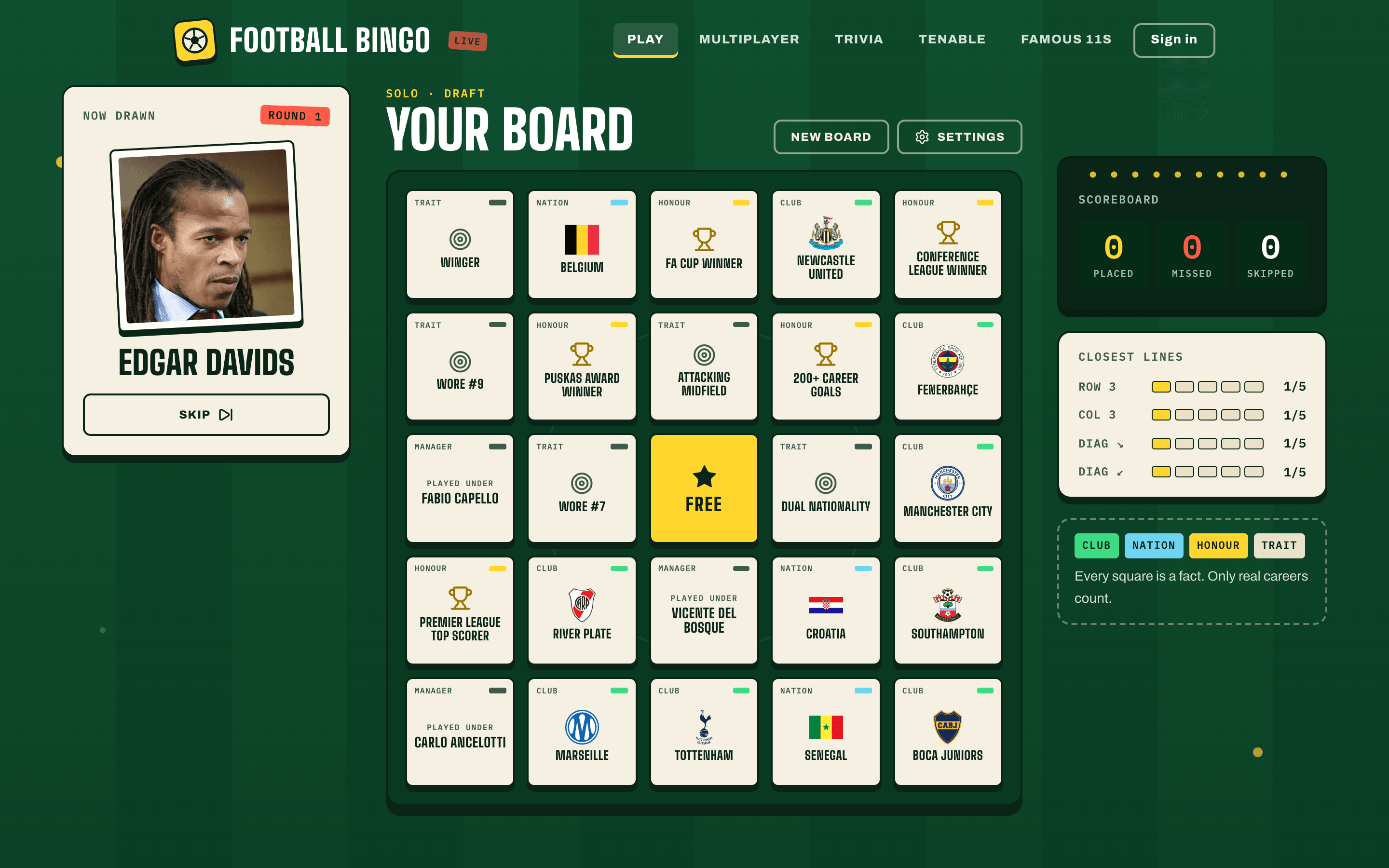 Football Bingo - bingobrett