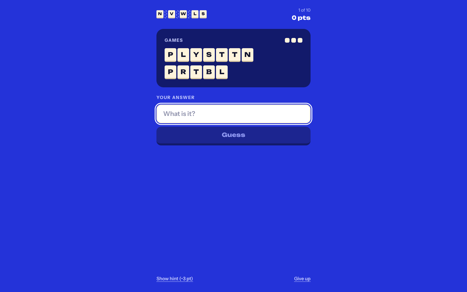 NVWLS - solo: put the vowels back