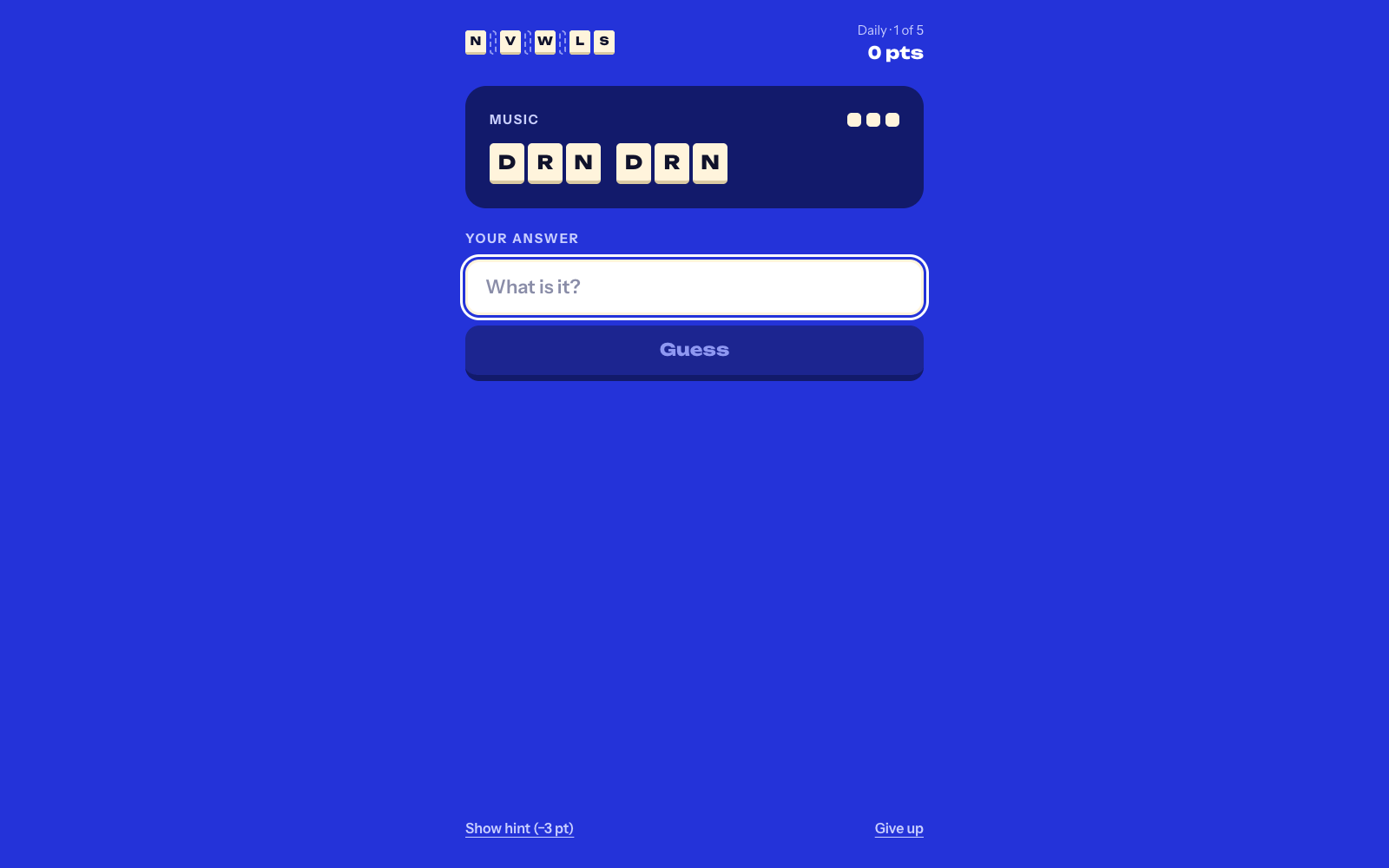NVWLS - five daily puzzles